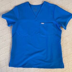 Figs Caterina One Pocket Scrub Top in Royal Blue
